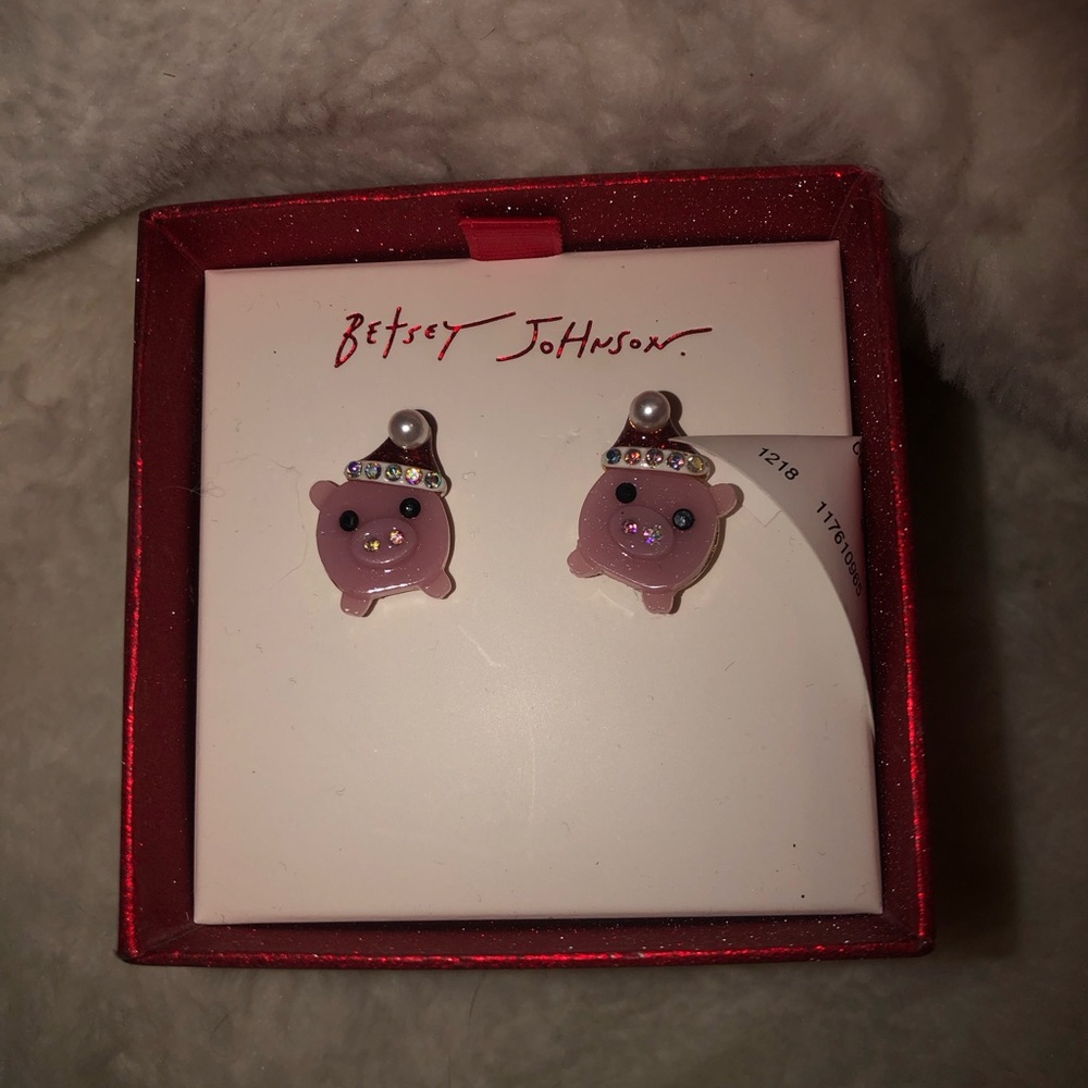 Betsey Johnson Pink Pig Earrings
